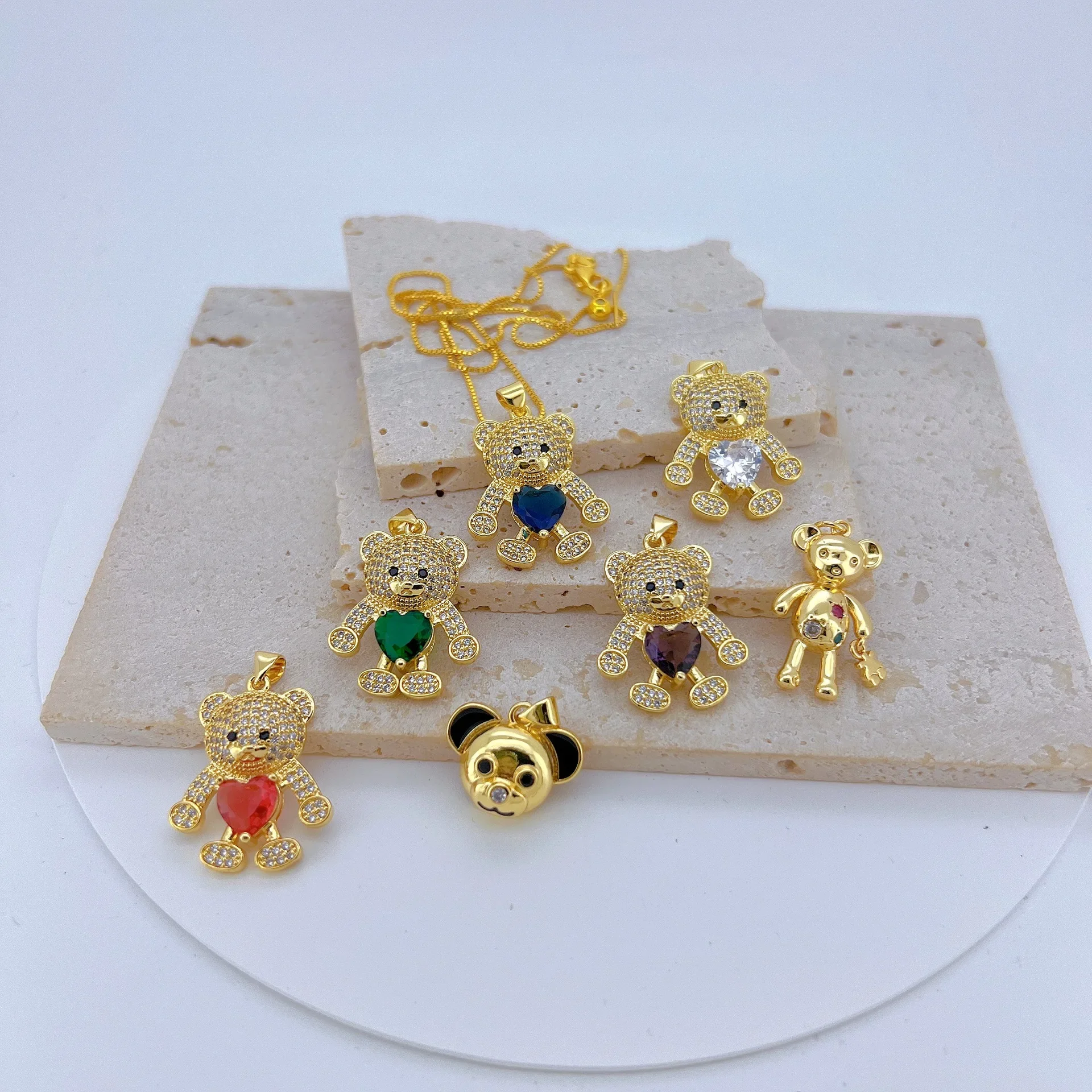 

1Pc Necklace Pendant Diy Jewelry Bear Pendant Copper Plated Earrings Bracelet Accessories Jewelry Personalized Jewelry Wholesale