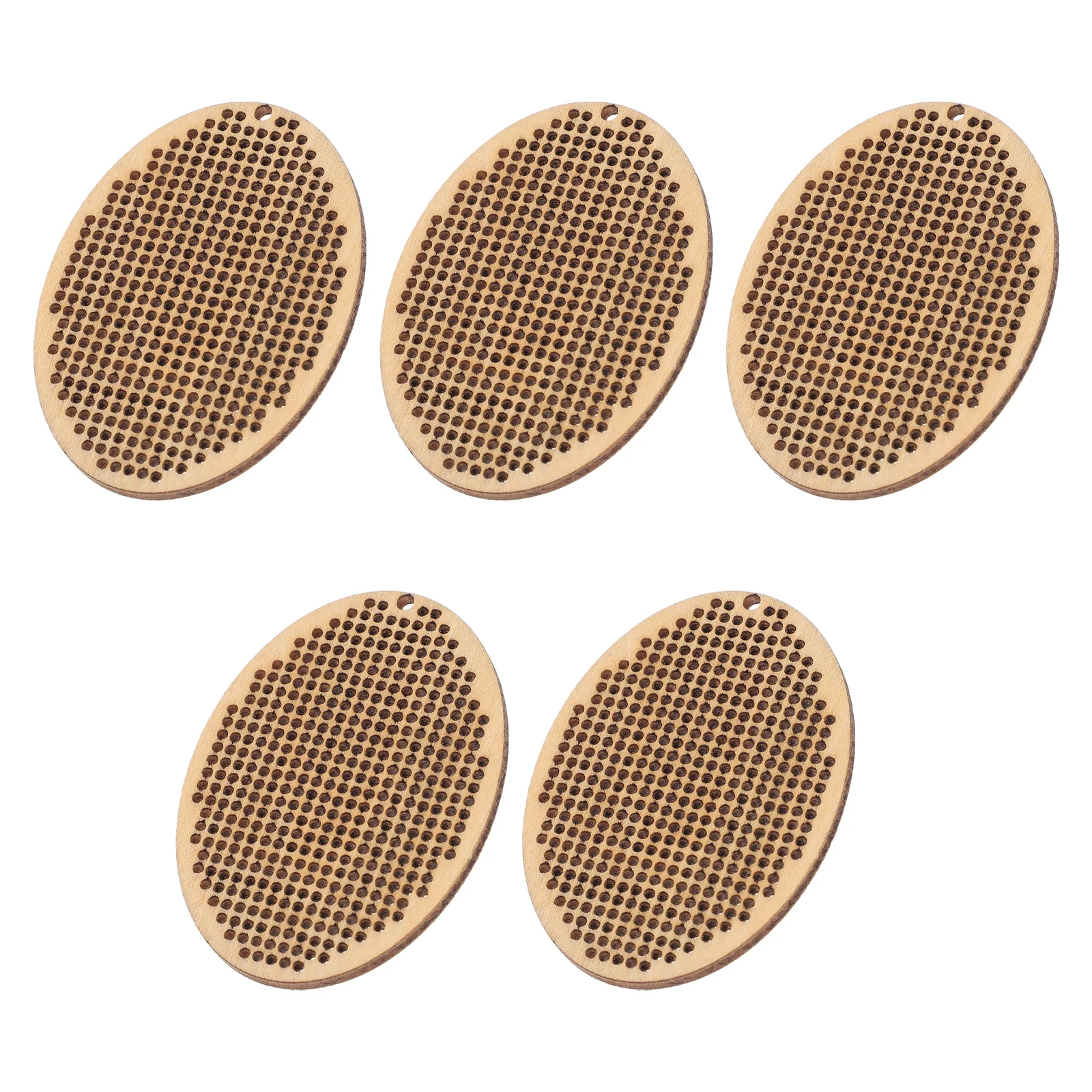 

5pcs Mini Cross Stitch Wooden Chips Diy Gift Creative Hollow Design Portable Handmade Pendant Wood Slice For Lovers