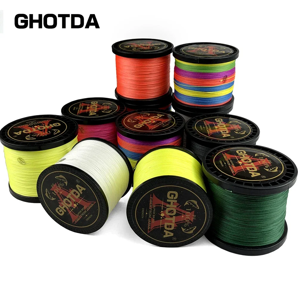 GHOTDA – ligne de pêche tressée 300 PE, Multifilament japonais, 4 brins, de 10lb à 120lb, 100% M