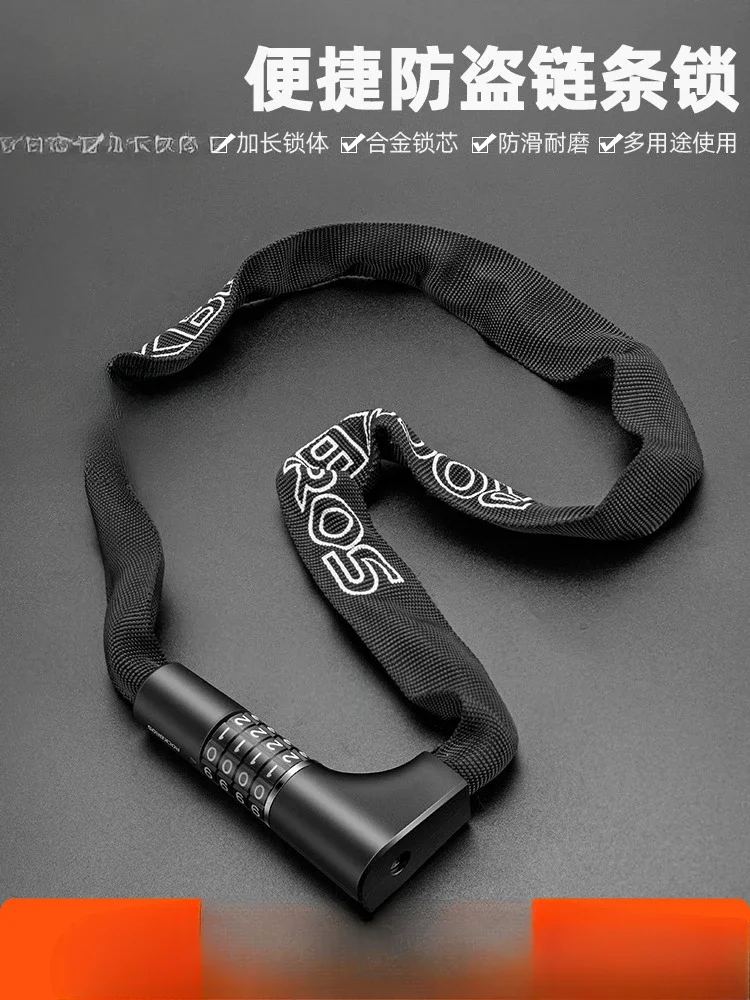 Cerradura de combinación de bicicleta de montaña con batería eléctrica, candado de cadena antirrobo portátil para bicicleta