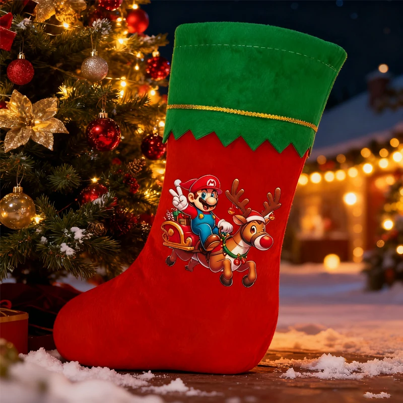 

Super Marios Bros Santa Claus Socks Luigi Browser Peach Christmas Stockings Decoration New Year Socks Decor Kid Favors Xmas Gift