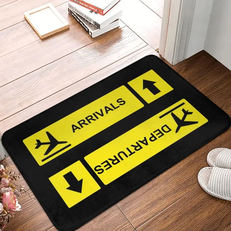 Custom Plane Arrivals And Departures Front Door Floor Entrance Mats Aircraft Airport Kitchen Bath Doormat Bedroom Carpet Rug