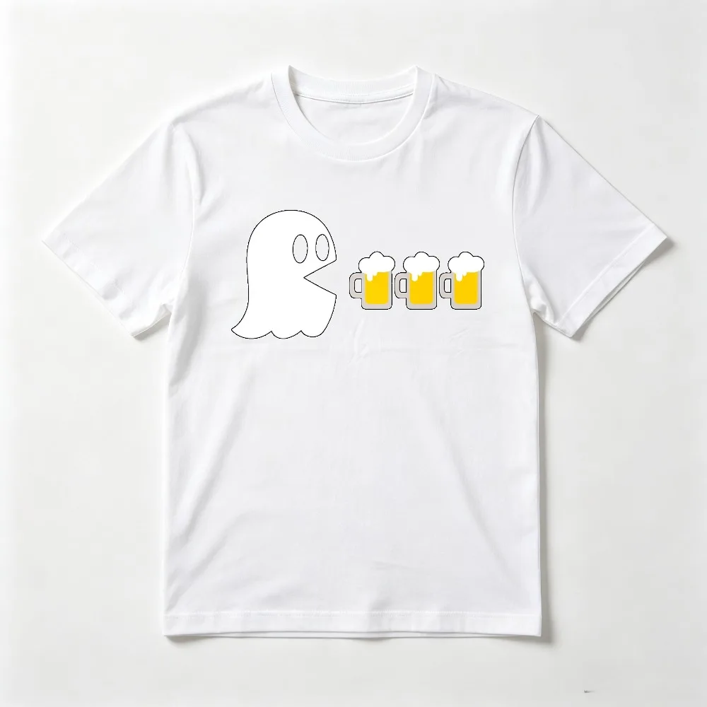 Funny Halloween Party Spooky Ghost Drinking Beer Booze Graphic Printed Tshirt Casual Fashion Loose Harajuku Man Women T Shirt
