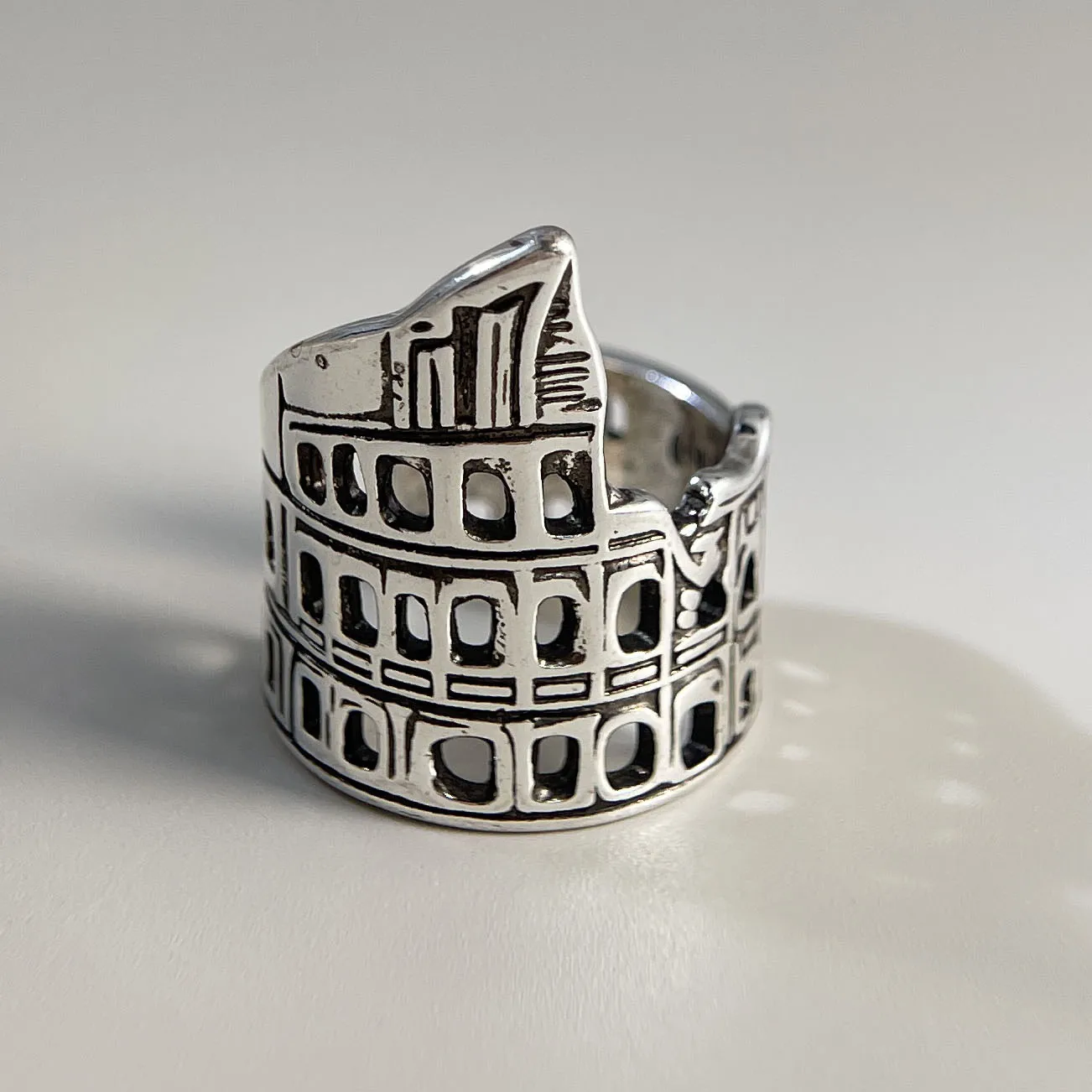 Women's 925 Sterling Silver Geometric Adjustable Ring