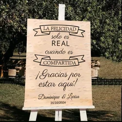 HAPPINESS Wedding Vinyl Sticker Customized Any Texts Wedding Welcome Board Vinyl Stickers Poster Spanish Wedding Parties Decals
