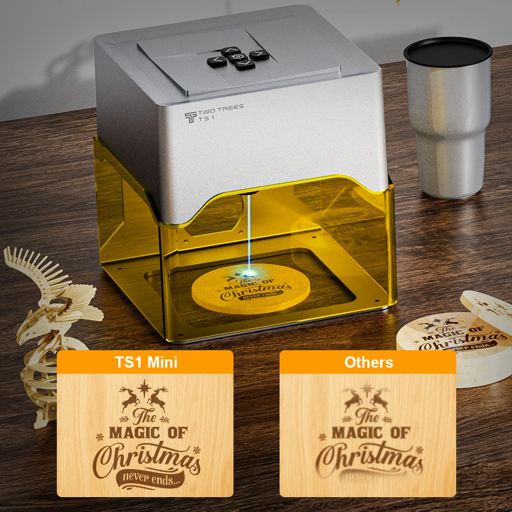 

Mini Laser Engraving Machine TS1 3W Portable Laser Bluetooth CNC Self-help Machine Painting Dog Tag Paper Leather Wood Plastic L