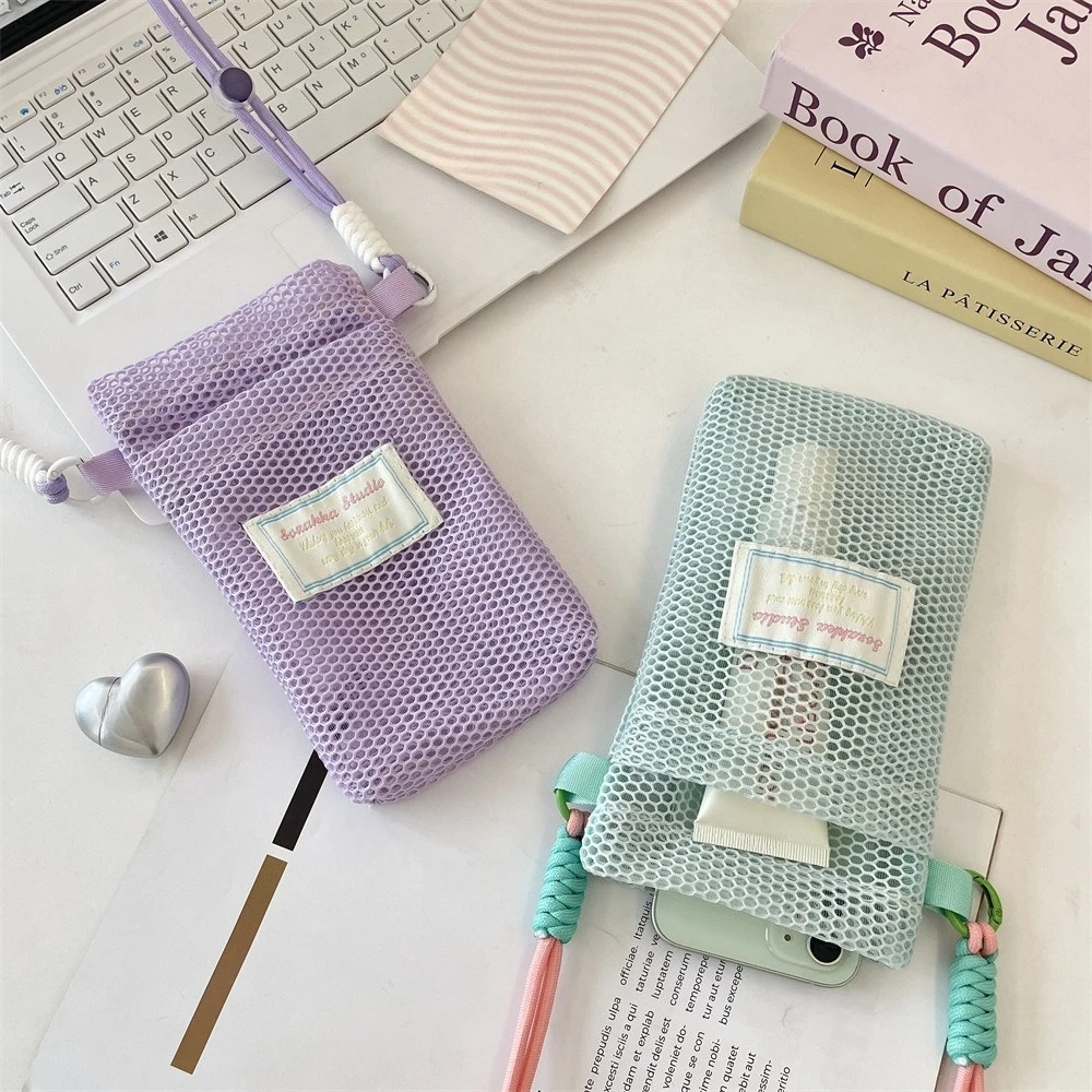 Sweet and Fresh Mobile Phone Bag for Women 2025 Summer New Style Cute Mini Shoulder Bag Crossbody Mesh Portable Cosmetics Bag image 5