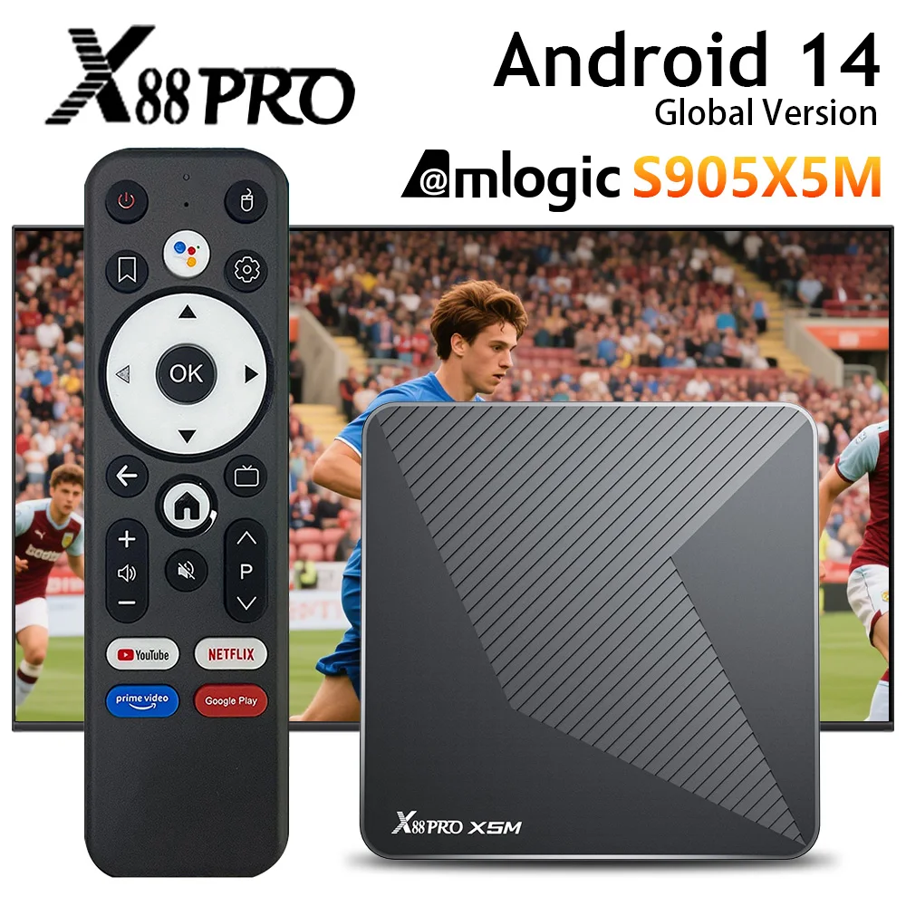 X88 PRO X5M 안드로이드 14 스마트 TV 박스 Amlogic S905X5M 4GB 64GB 8K HD 1000M DDR4 AV1 BT TV박스 2.4G&5G 듀얼 와이파이 미디어 플레이어