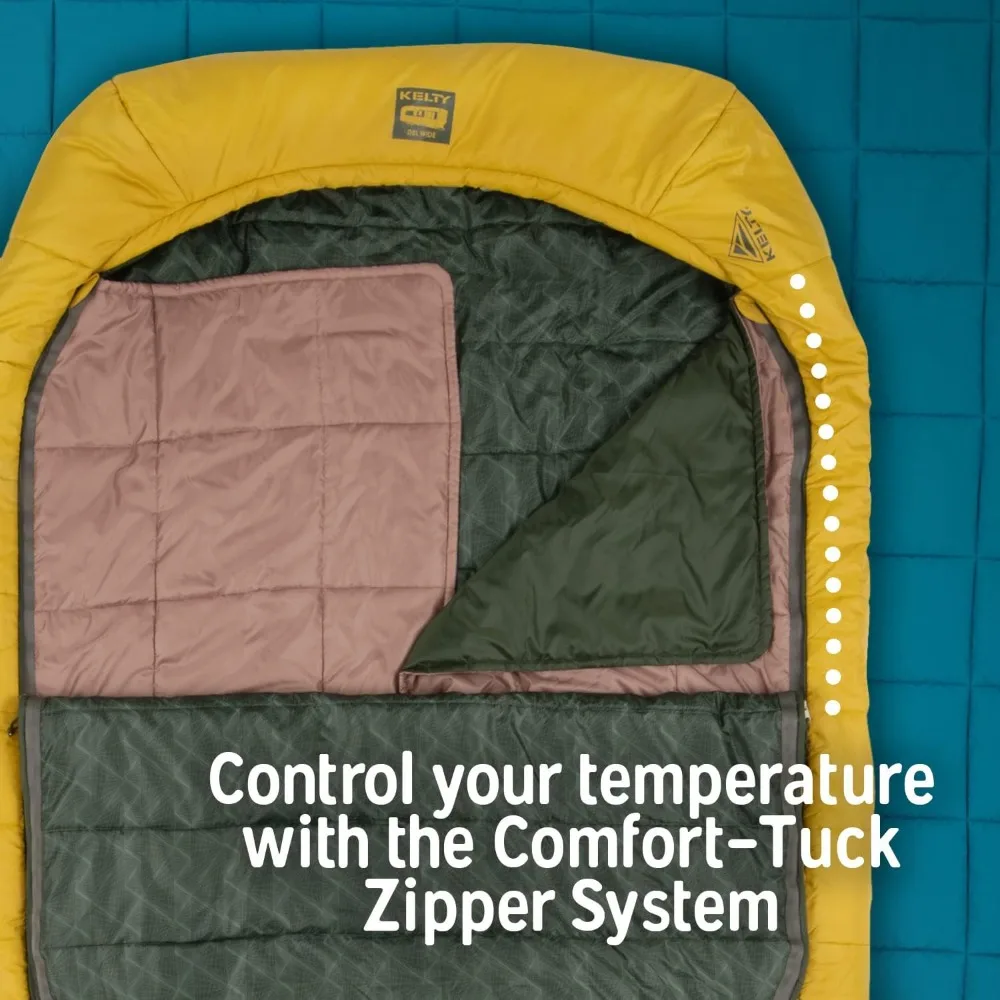 NEW -Tru.Comfort Doublewide 20 درجة كيس النوم، كيس النوم الاصطناعي لشخصين للتخييم للأزواج والتخييم العائلي - الأفضل