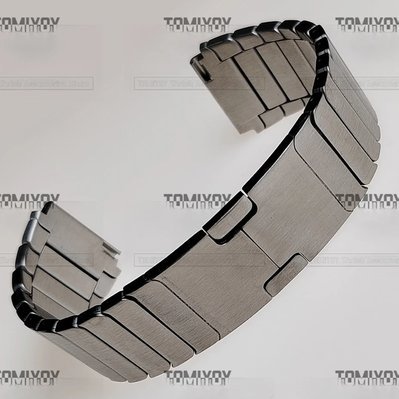 22MM Silver Gun Black Color Brushed Stainless Steel Imitation Titanium Alloy Process Bamboo Joint Style Watch Band