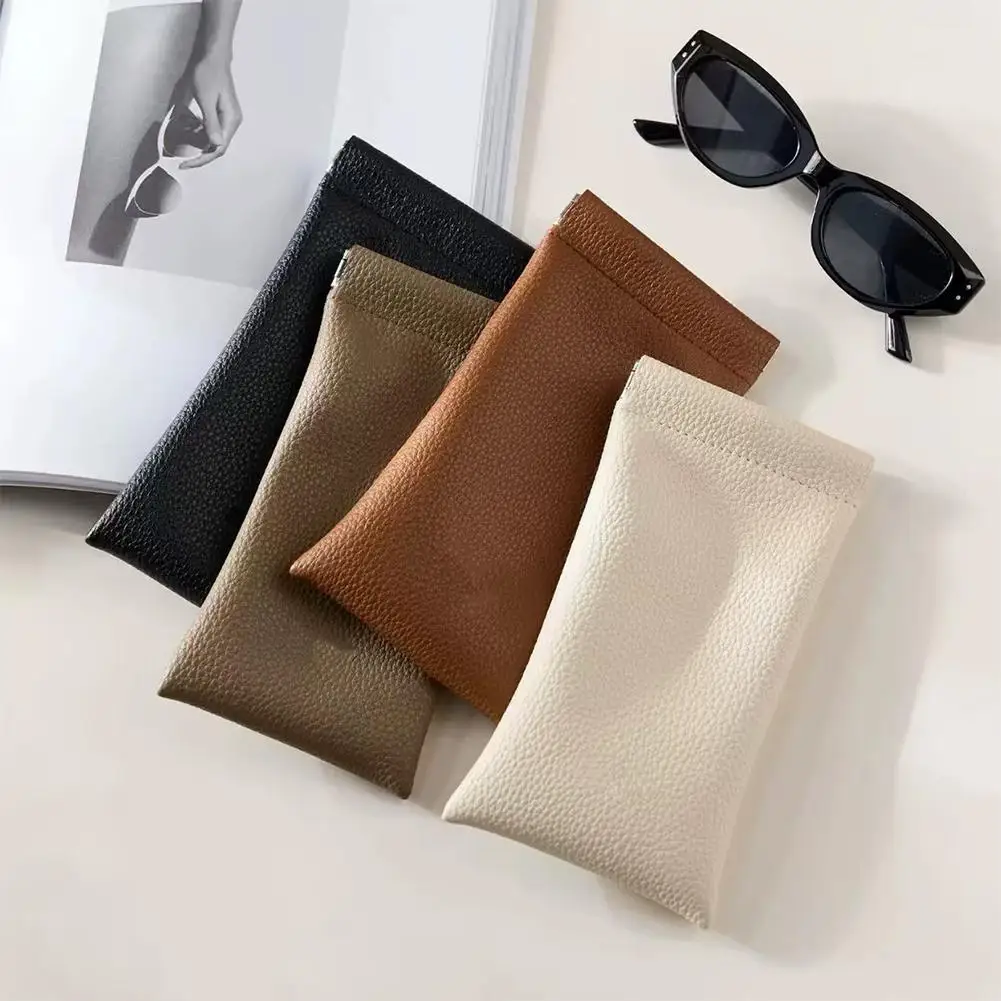 Sunglasses Pouch With Keyring Portable Soft Scratch-Resistant Eyeglass Case For Women Men Daily Office & Travel Handbag