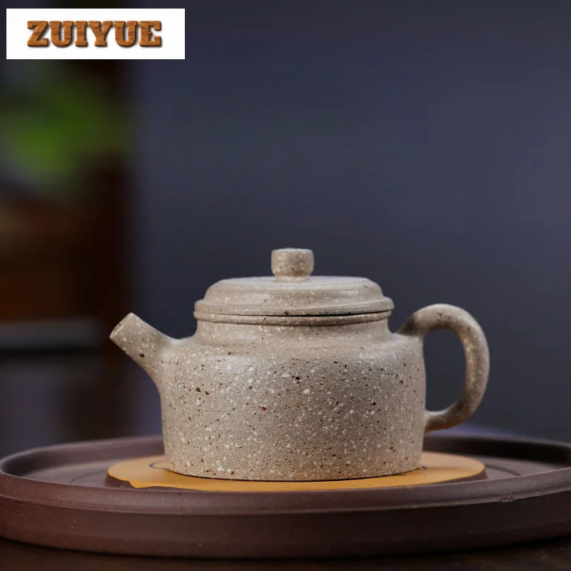 160ml Yixing Purple Clay Teapots Handmade Dezhong Pot Raw Ore Coarse Sand White Jade Segment Mud Tea Soaking Kettle Zisha Teaset