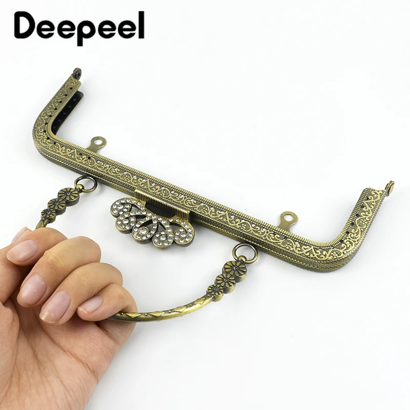 2/4Pcs Deepeel 20.5cm Embossed Metal Bags Handles Kiss Clasp DIY Handmade Handbag Purse Frame Sewing Brackets Bag Accessories