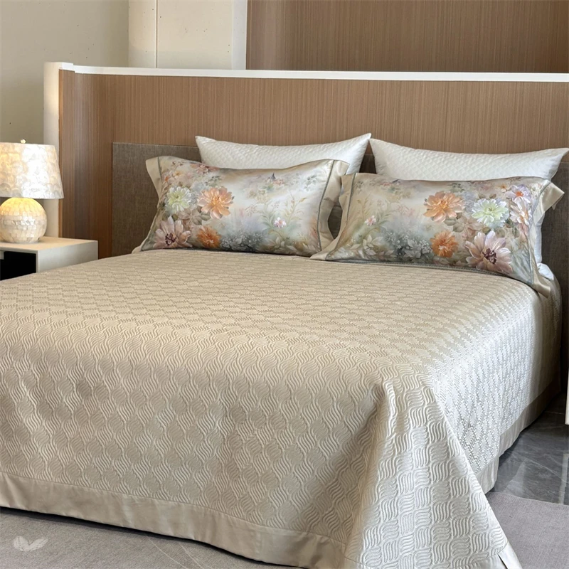 600TC Lyocell Cotton Flowers Print Bedding Set Double Queen King Size Duvet Cover Quilted Bedspread Bed Sheet Pillowcases 4Pcs