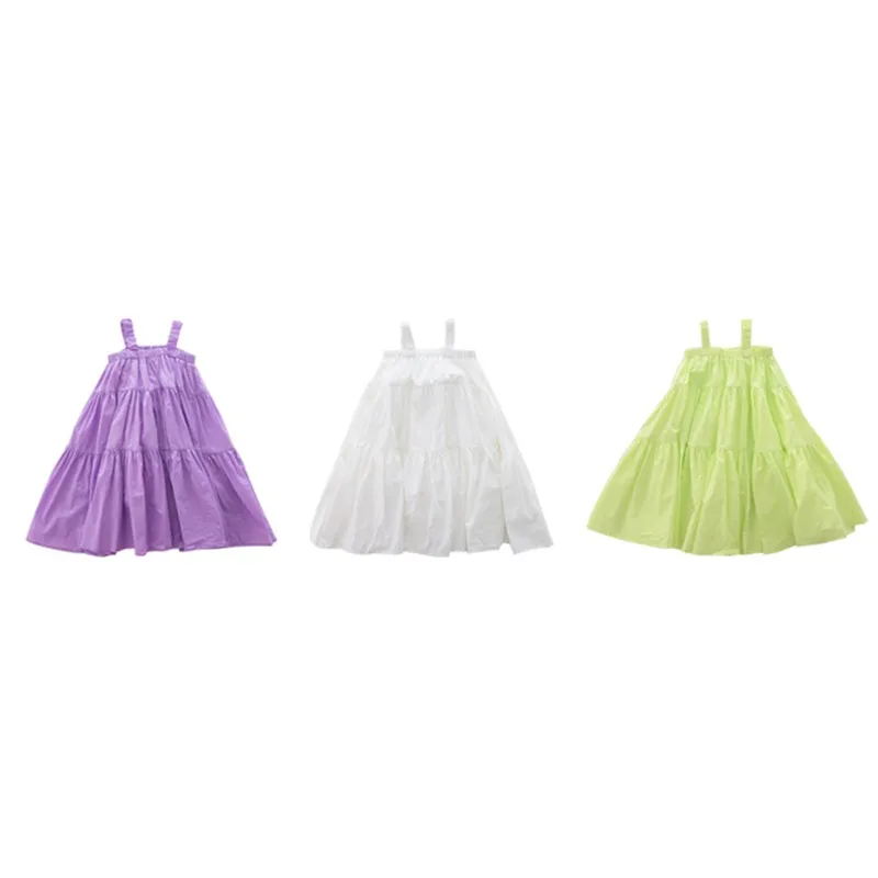 Children Girls Wearing The Korean Version Of The Slip Dress Atmosphere Feel Summer Fashion Flowing Casual Party Beach Dress