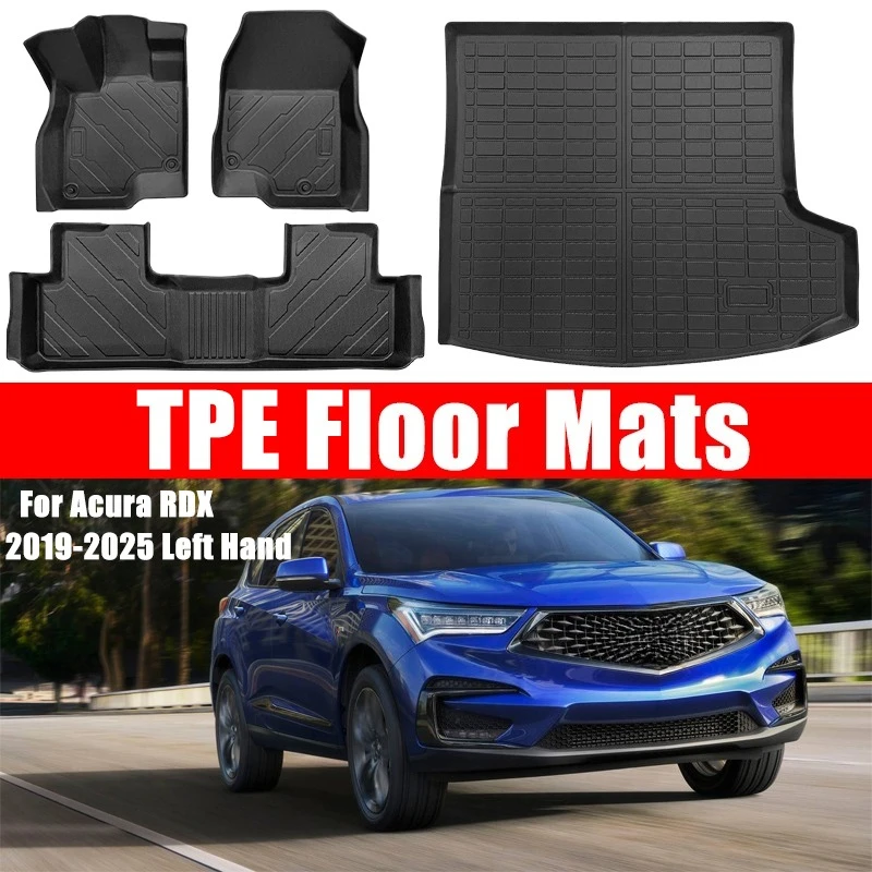 

Коврики TPE для Acura RDX 2019-2025, всепогодные водонепроницаемые и устойчивые к пятнам коврики в багажник с левым рулем, детали салона автомобиля