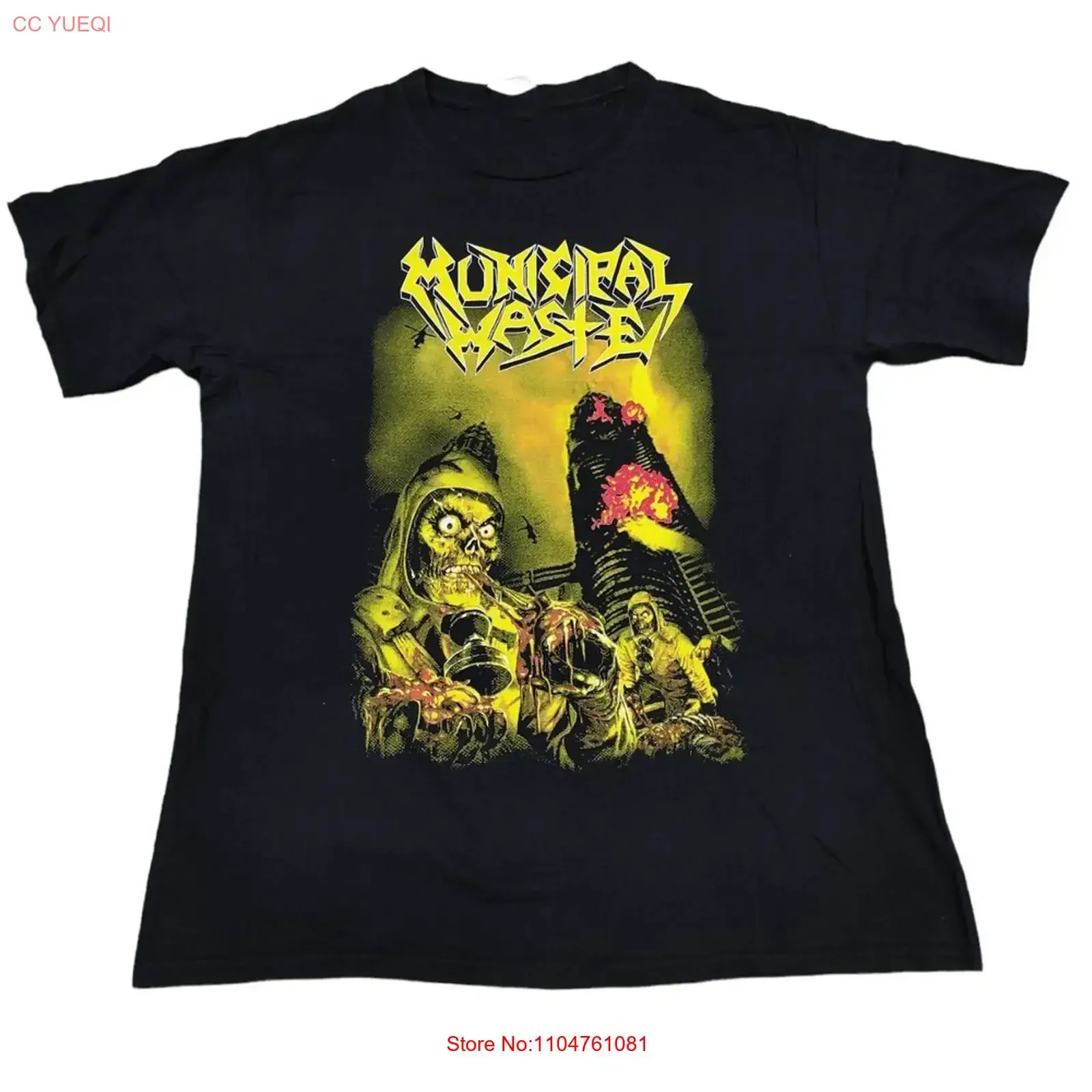 MUNICIPAL WASTE THRASH AND BURN BLACK COLOR ALL SIZE SHIRT 2SIDE vintage Washed Breathable fashion Top For Everyday Wear