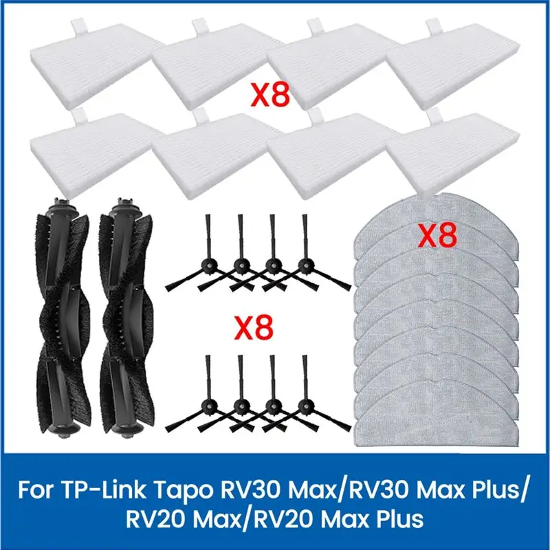 

Новый набор из 26 запасных частей A60T для TP-Link Tapo RV30 Max/RV30 Max Plus/RV20 Max/RV20 Max Plus: щетки, HEPA-фильтры, салфетки для уборки