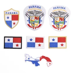 Panama Flag Embroidered Patch Iron on National Emblem Arm-badge Country Map Cloth Appliques Big Shield Emblem Patch for Garments