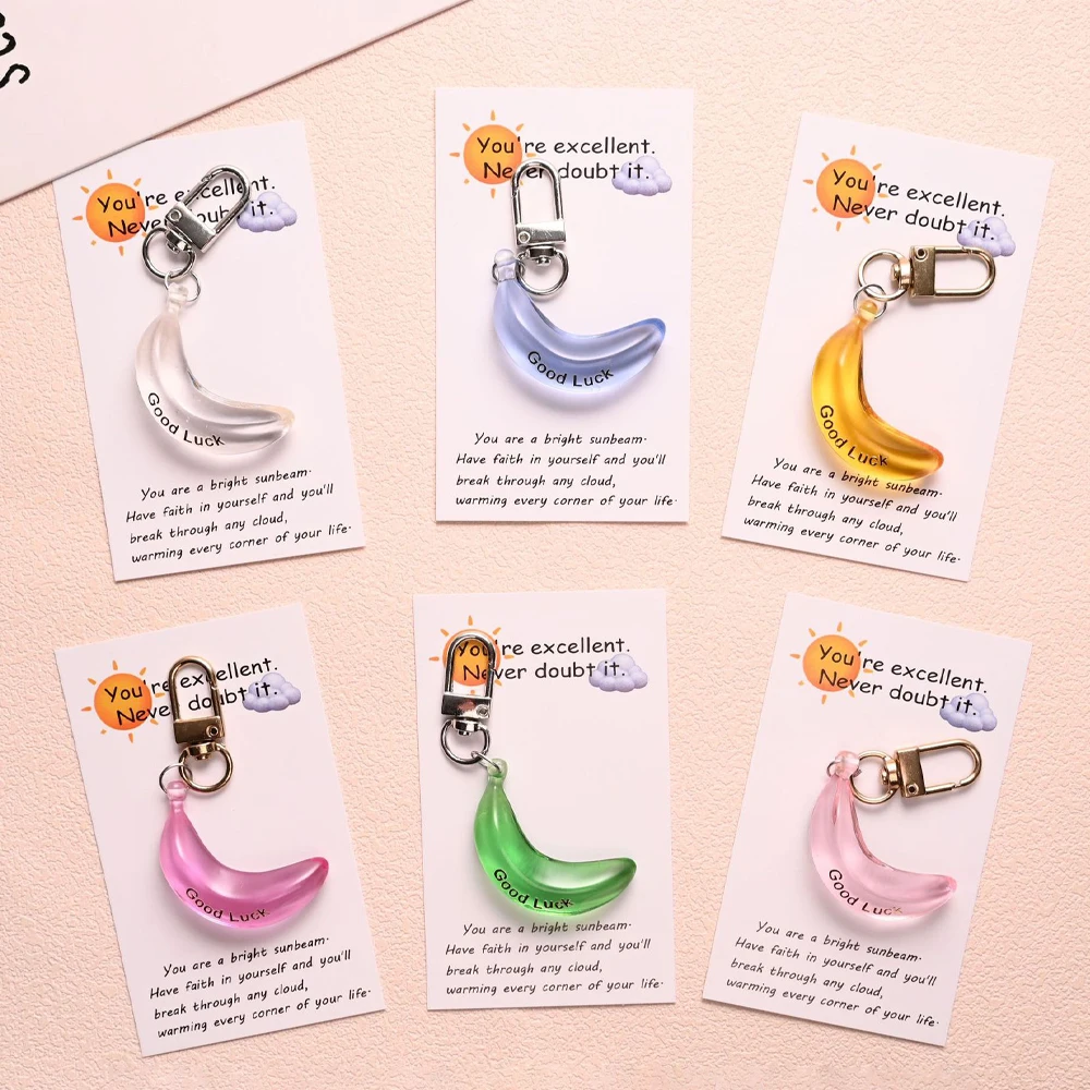 لطيف شفافة الموز المفاتيح حسن الحظ رسالة بطاقات التشجيع الإبداعية الهدايا الإيجابية على ظهره قلادة الإكسسوارات #4