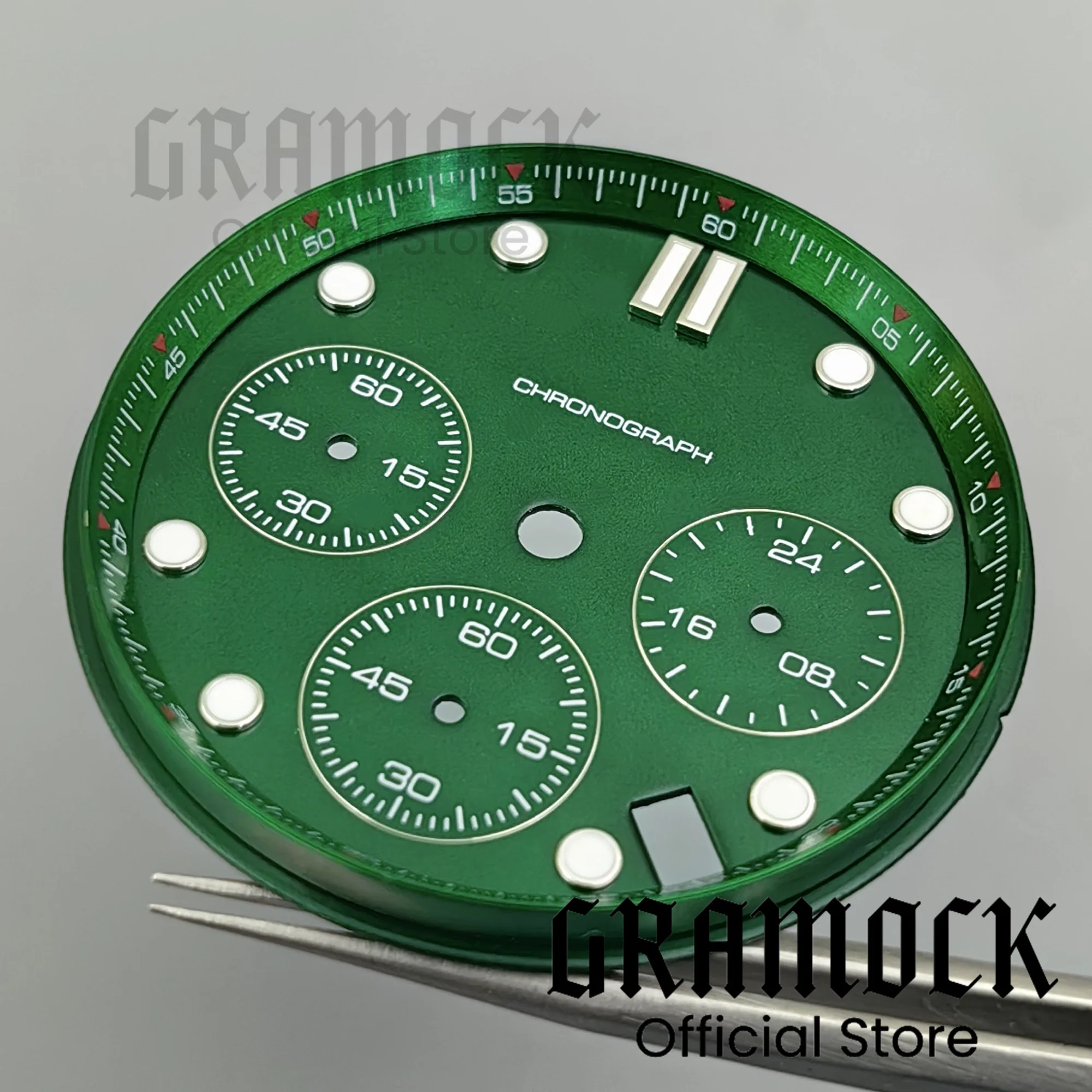 GRAMOCK 31mm Watch Modified Accessories VK63 Quartz Watch Dial 4 Hour's Date Window Luminous For VK63 VK64 Chronograph Movement