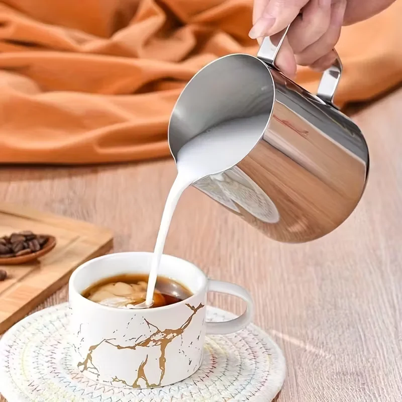 Manueller Milchaufschäumer aus Edelstahl, tragbarer Milchschaumkrug für Latte Cappuccino, Espressomaschine, Zubehör für Zuhause