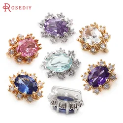 6PCS Brass Zircon 3 Holes Oval Connect Bracelets Necklaces Spacer Beads Diy Jewellery Making Materials Rosediy official-website