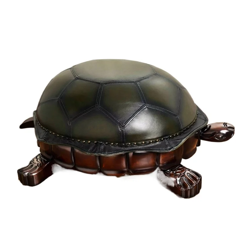 

Creative turtle-shaped leather sofa stool household small stool round low stool living room villa