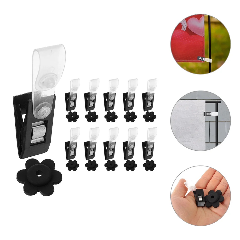 

1Set Mailbox Flag Holder Windproof Flag Clips Lightweight Easy Operate Store Banner Stopper Banner Fixing Clips