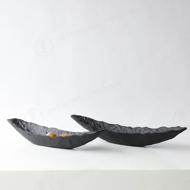 New Chinese Song Style Ingot Metal Tray Table Decor for Dried Fruits