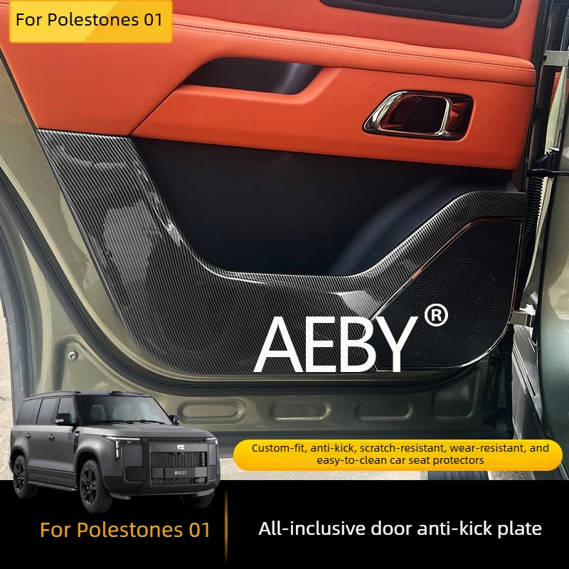 AEBY For Polestones 01 Door Kick Pad, Anti-Dirty & Scratch,Interior Door Trim Protector,Anti-Scratch Interior Accessories