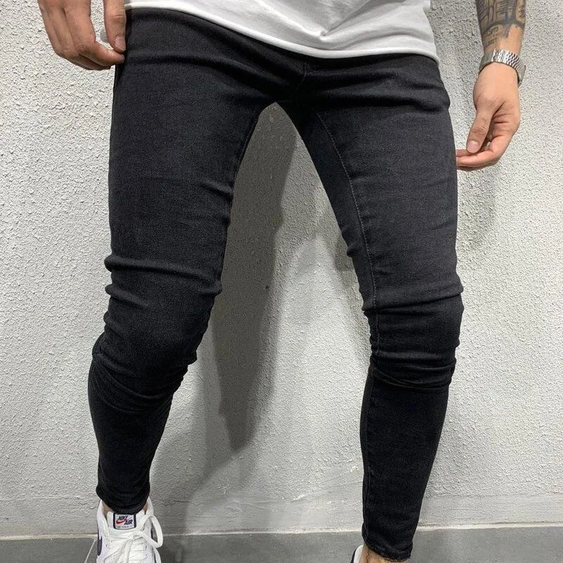 2023 spring autumn new Solid color cotton cowboy Pencil pants man High street Casual zipper Street Y2K All-match men's clothing