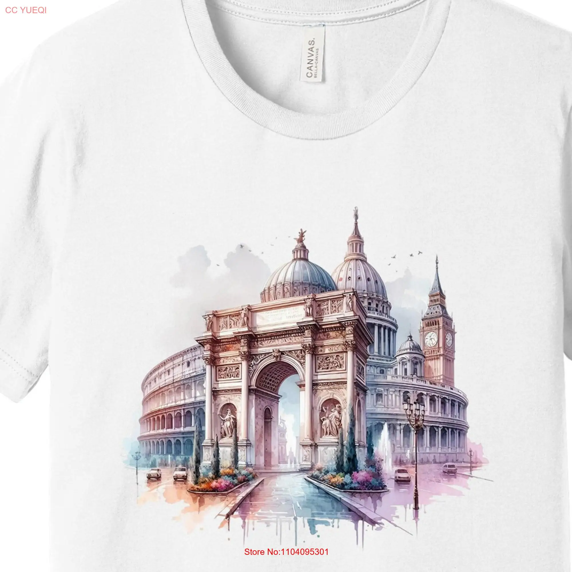 Watercolor Landmark T Shirt Iconic Architectural Masterpiece long or short sleeves