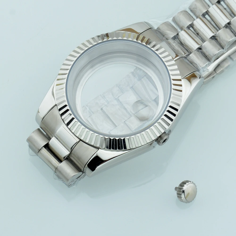 DEBERT 36MM/40MM Watch Case Fit NH34 NH35 NH36 PT5000 ETA2824 2836 Miyota 8215 8205 ST1612 Movement Presidential Bracelet Strap