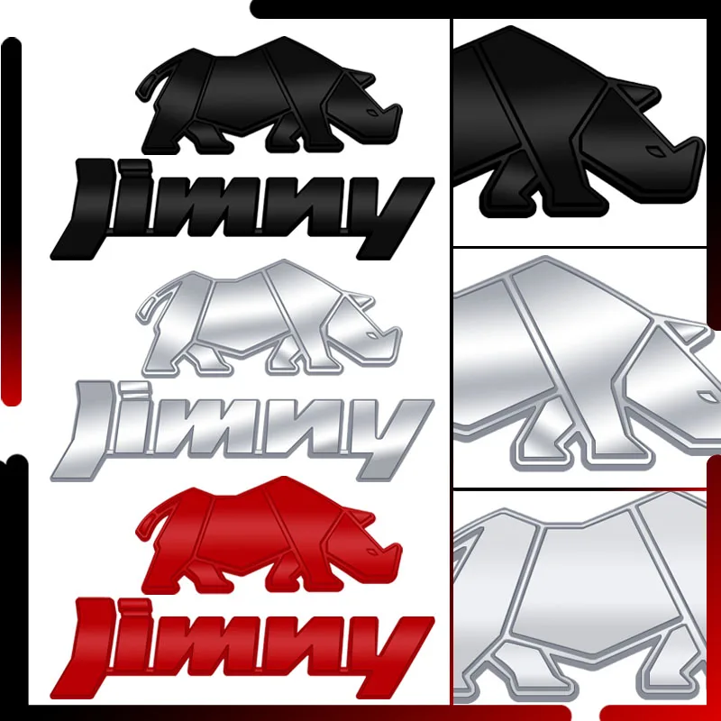 For Jimny Rhino Rhinoceros Grille Badge Car Body Emblem 3D Metal Tail Sticker JB43 JB23 JB64 JB74 JA11 JB31 JB33