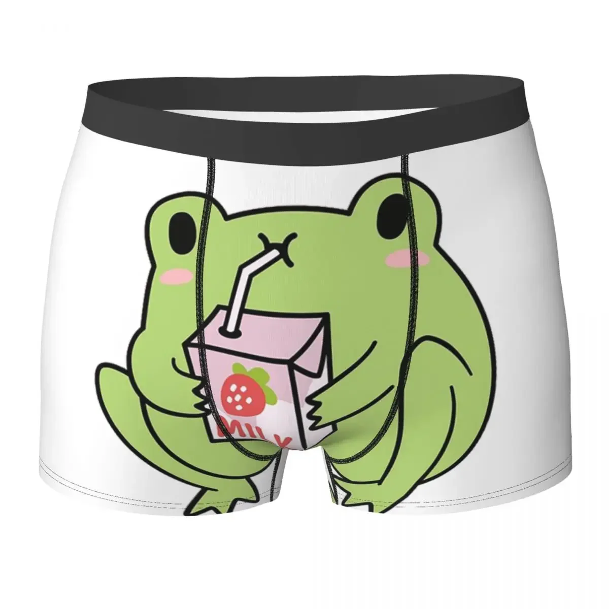 Boxer Underpants Shorts Cute Strawberry Milk Frog Panties Men's Ventilate Underwear for Homme Man Boyfriend Gifts