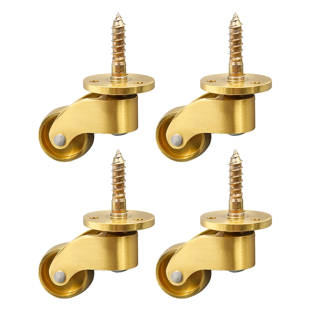 Brass Casters 4PCS with Silent Bearings and 360 Degree Rotation for Furniture Mobility Including Sofas and Shelves