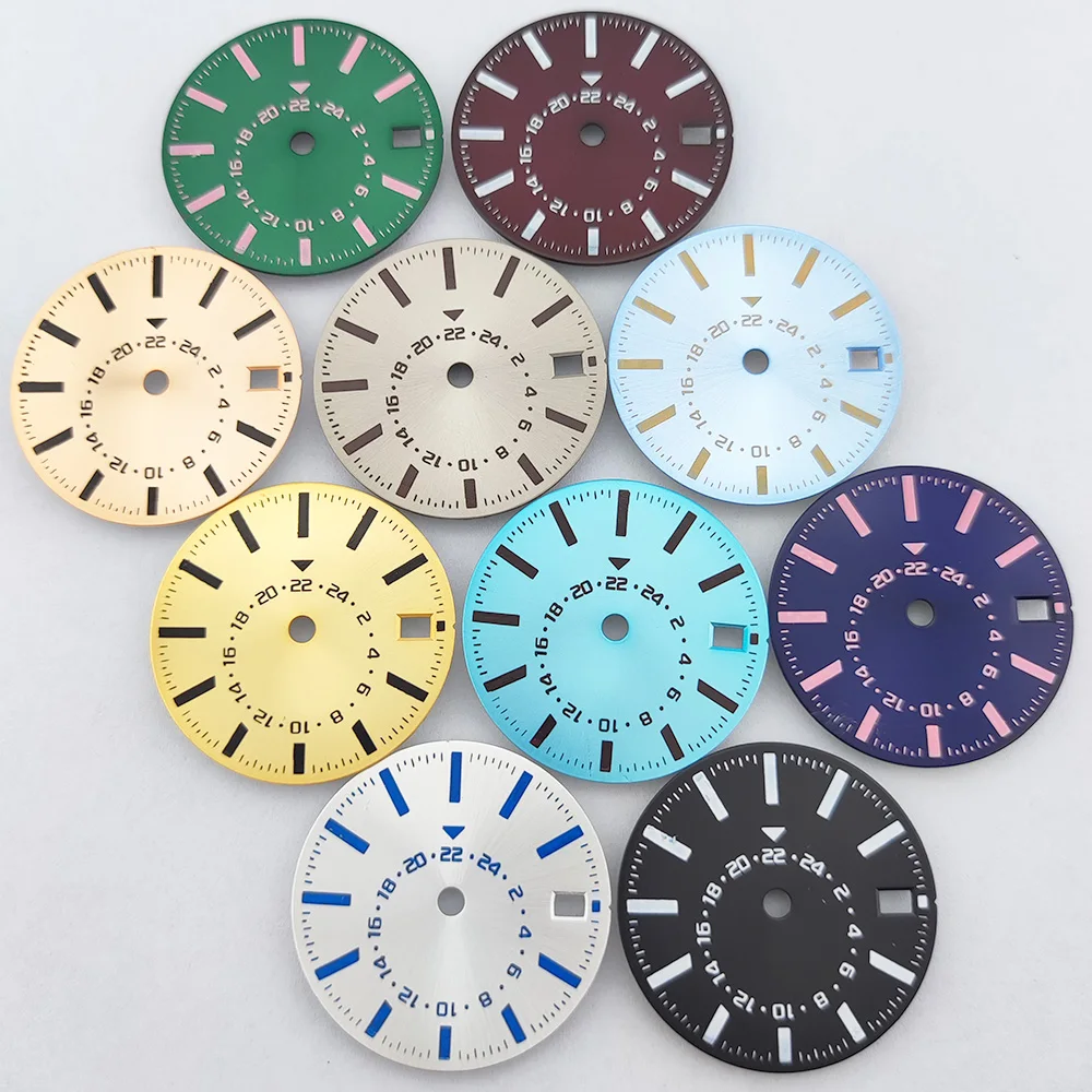 28.5mm watch dial NH series 35 dial Custom logo/name dial Steel 35 watch replacement parts fits NH series 34/35/36/38 Movement