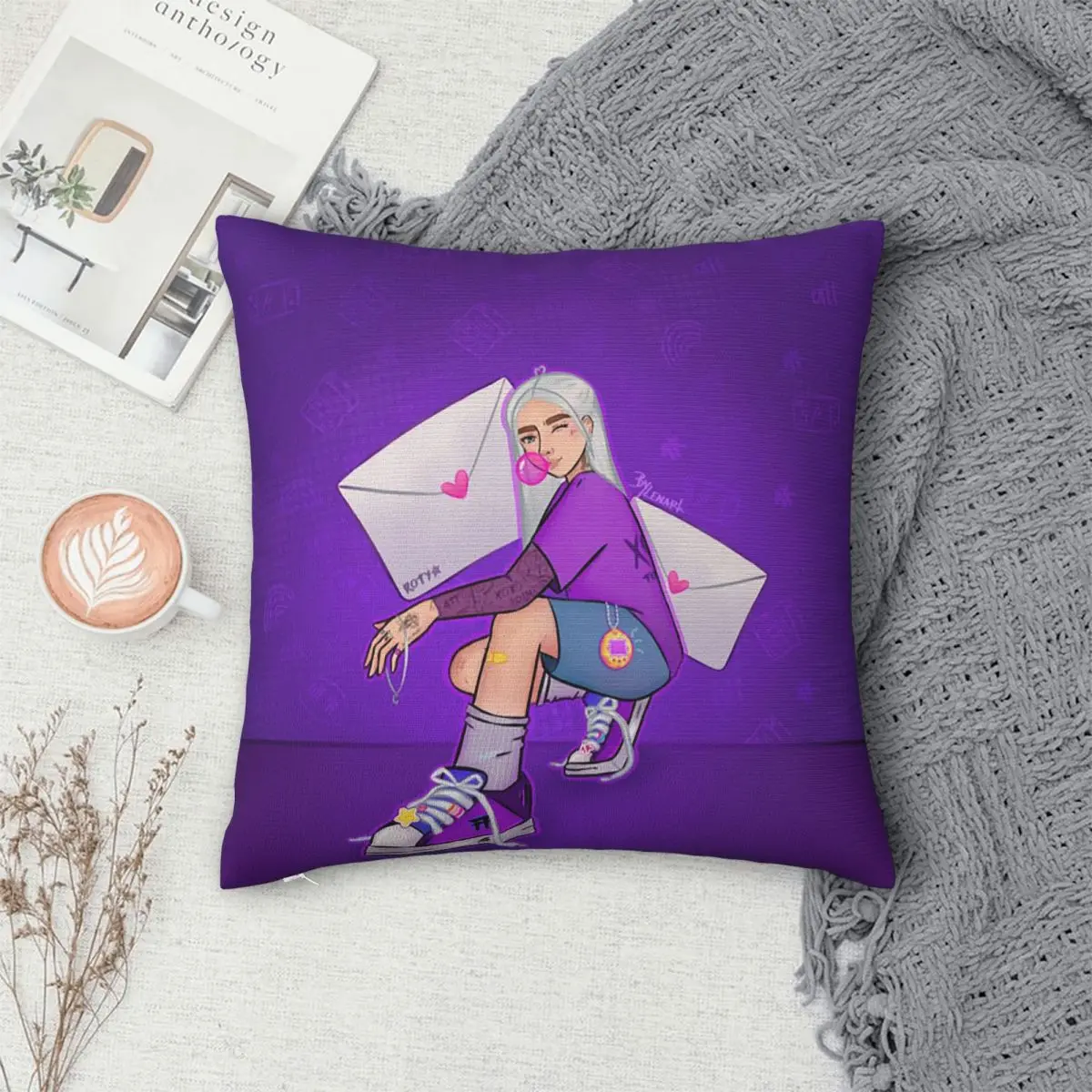 Singer Young Miko Square Pillowcase Cushion Cover Pillow Case Throw Pillow Cover for Home Sofa Living Room