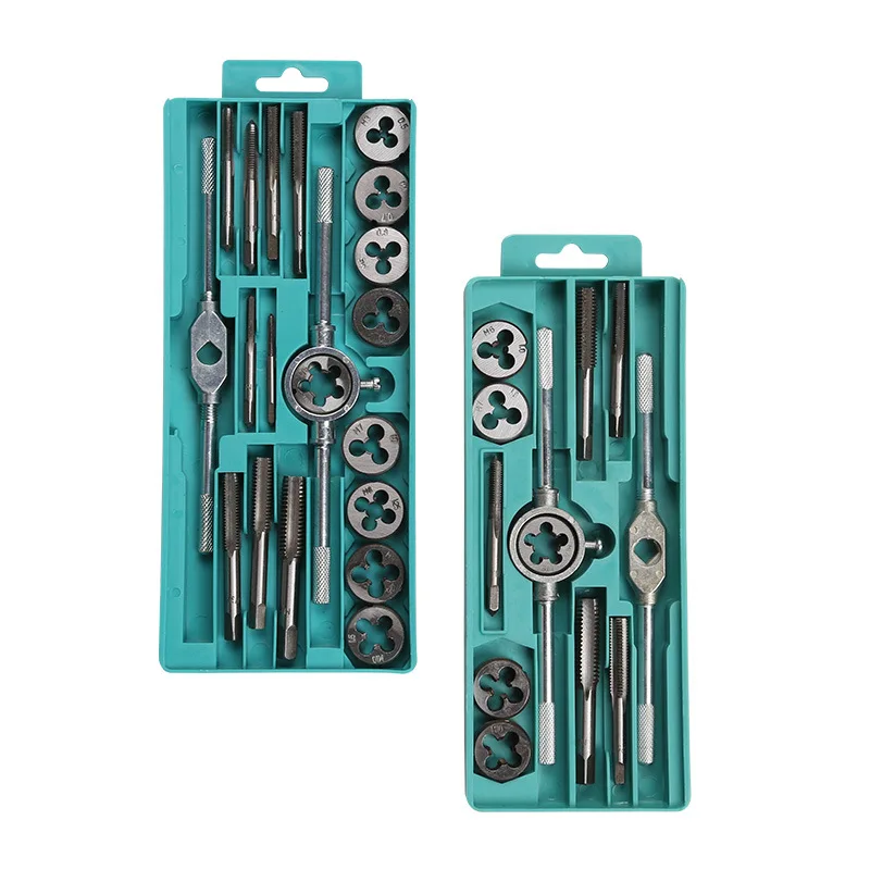 12/20/40Pcs Metric Hand Tap and Die Set M3-M12 Screw Thread Plugs Straight Taper Reamer Tools Wrench Threading Hand Tools