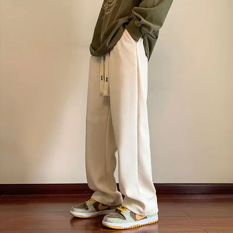 Męskie długie spodnie dresowe sztruksowe czarne proste gładkie codzienne spodnie podstawowe wygodne nowość w koreańskim stylu męskie spodnie sportowe