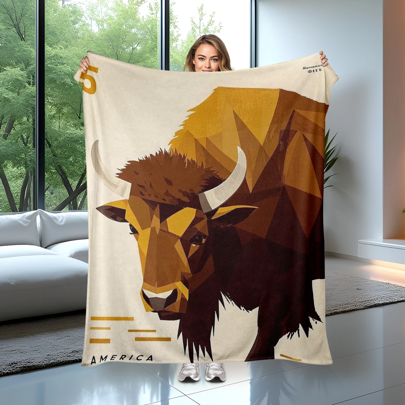 Essential Home Decor Geometric American Bison Theme Blanket Encourages Creativity And Comfort