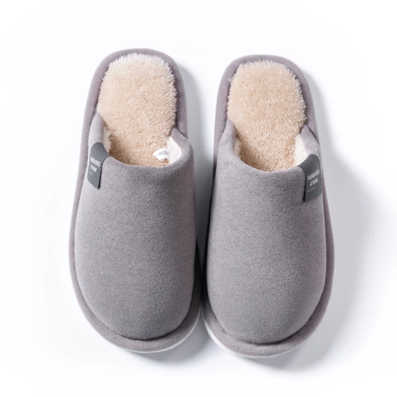 Winter Warme Slippers Mannen Huis Antislip Zachte Schoenen Comfortabele Platte Hak Thuis Indoor Slaapkamer Pluche Slippers Slaapkamer Vrouwelijke schoenen - afbeelding 2
