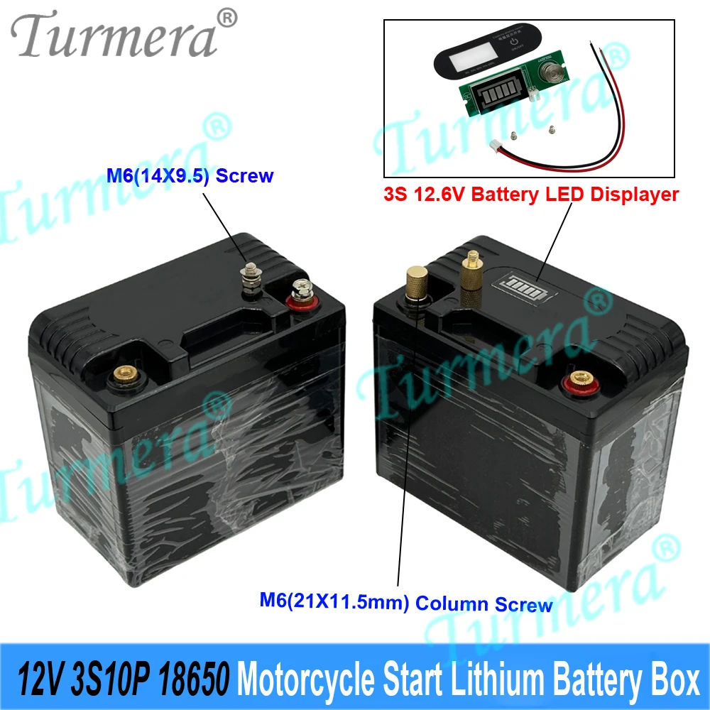 12V Battery Box 3S10P 18650 Battery Holder Nickel 30A Balance BMS with NTC for Motorcycle Start Battery Replace 12V Lead‑acid