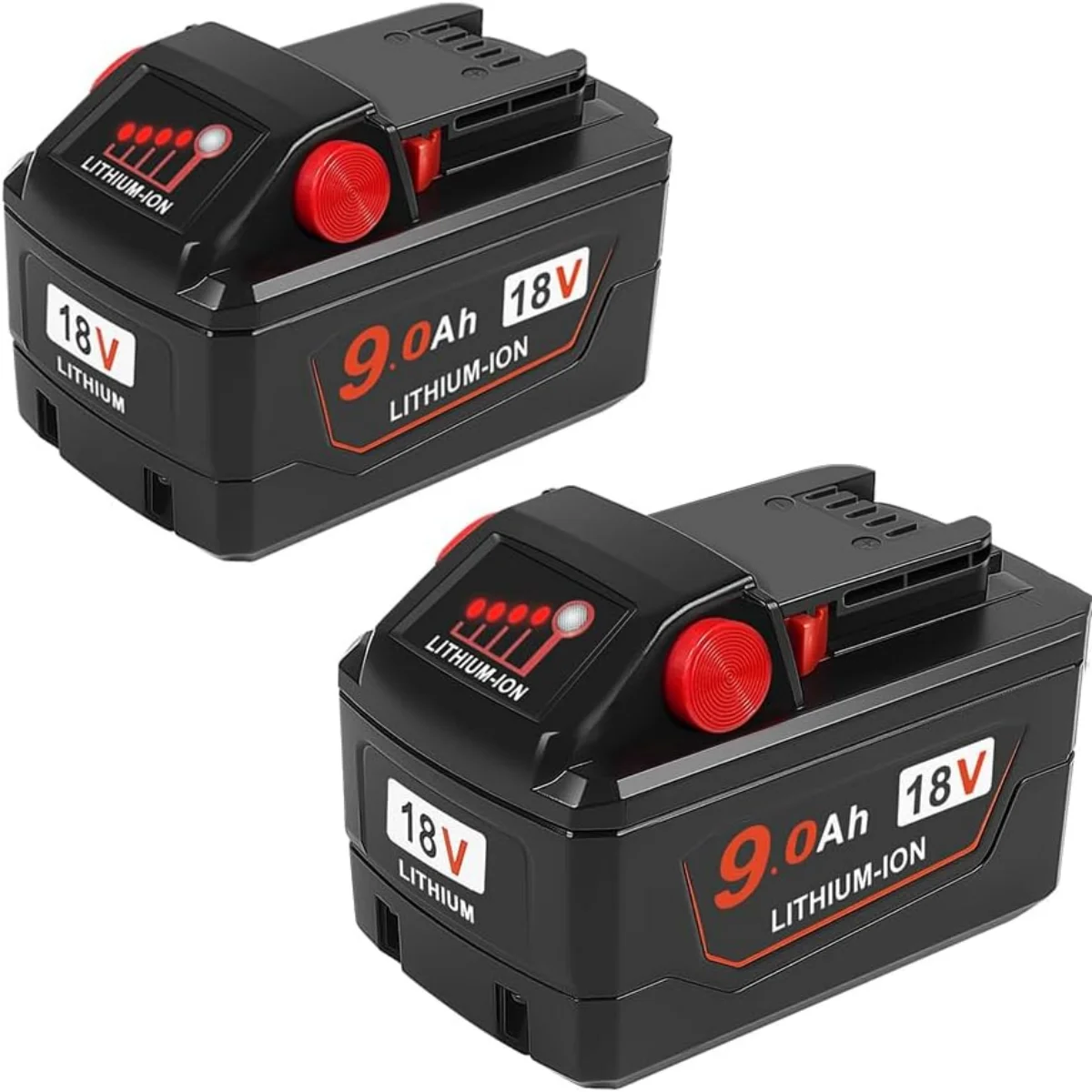 

2PACK 9.0Ah 18V Lithium-Ion Rechargeable Batteries, Compatible with Milw M-18 Cordless Power Tools, High Capacity & Long