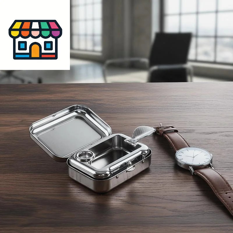 Stainless Steel Pocket Size Ashtray with Sealed Lid Leakproof Odor Proof for Outdoor Travel Driving Use