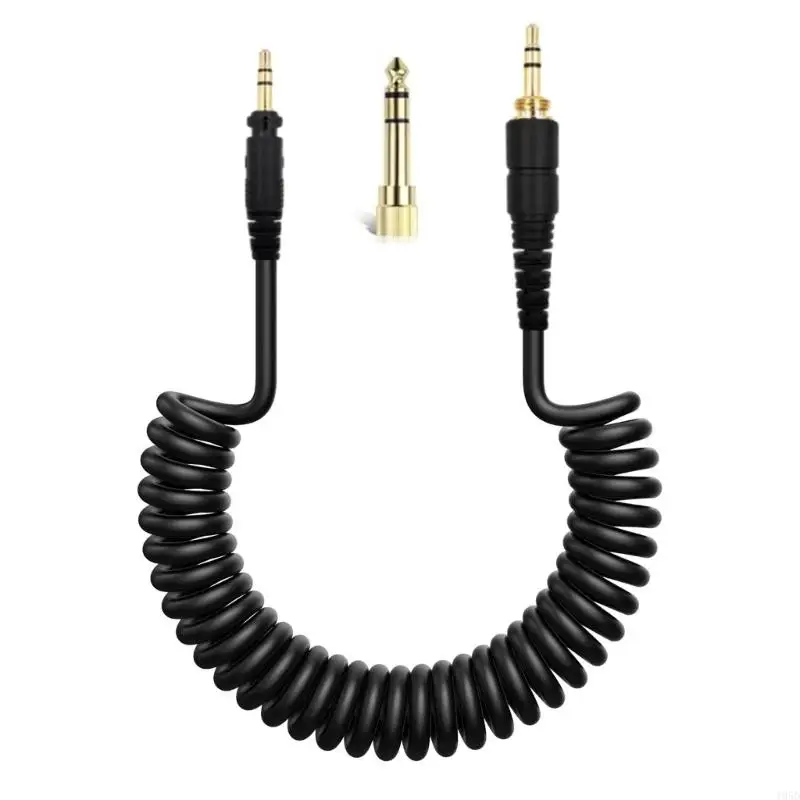 Headphone Audios Cable Replacement Coiled Spring Cable for EAH-DJ1200 with 3.5mm Jacks