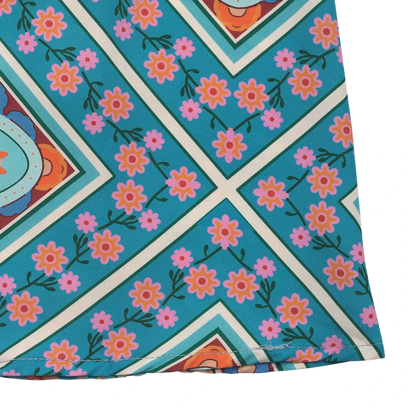 Abito da donna Boho con stampa geometrica, cinturino per spaghetti, vita aderente, abito longuette fluido per le vacanze estive, feste casual in spiaggia