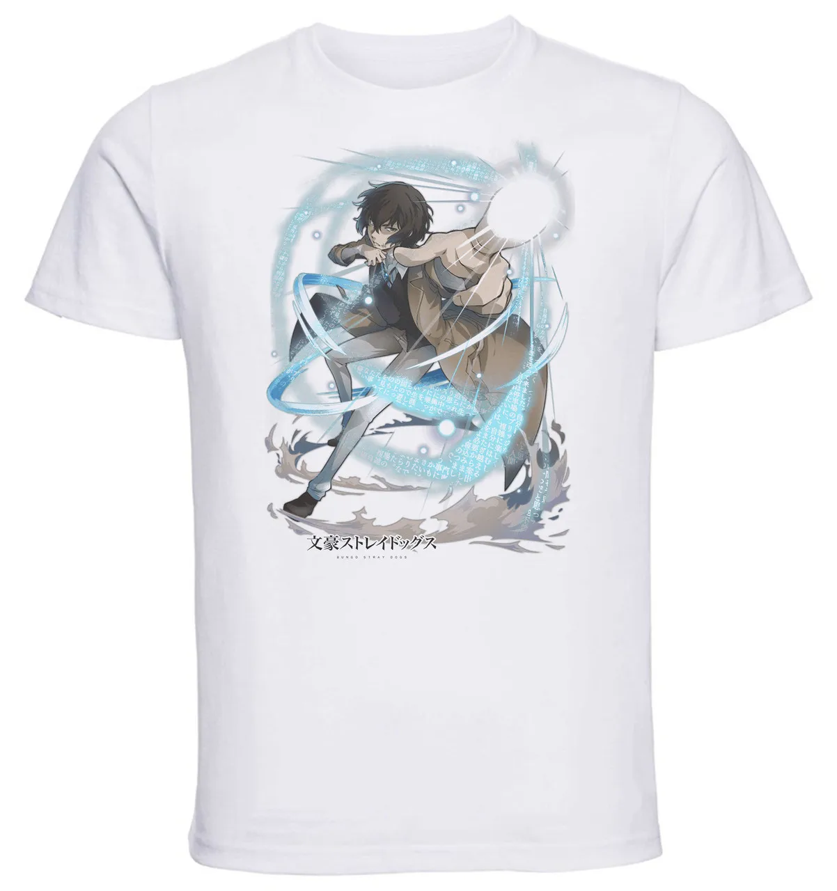 T-Shirt Unisex White Anime Bungo Stray Dogs DAZAI OSAMU Supernatural Impact