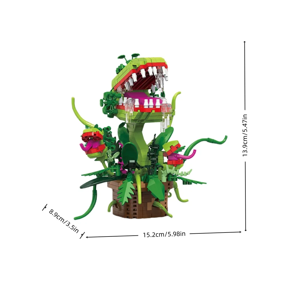 KNEW BUILT 3D Venus Flytrap Micro-Baustein – Schreibtischdekoration für das Heimbüro, lustiges Puzzlespielzeug, stressabbauendes Geschenk für die Geburtstagsfeier – Detail 5